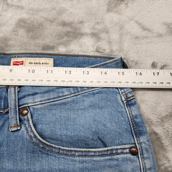 Wrangler Jeans Mens 30x30 Blue Relaxed Fit Bootcut Stretch Denim Western Casual - Picture 9 of 13